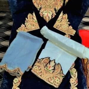 Tilla Work Premium Silk Suit in Royal Blue