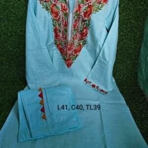 Elegant 2-Piece Aari Work Cotton Sets with Bottom #8