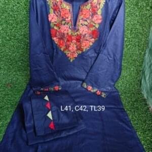 Elegant 2-Piece Aari Work Cotton Sets with Bottom #5