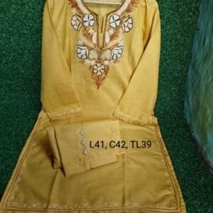 Elegant 2-Piece Aari Work Cotton Sets with Bottom #4