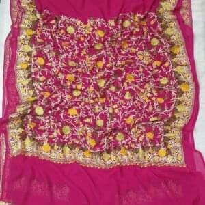 Kashmiri Designer Ari Embroidery Georgette Sarees with Blouse Piece #2