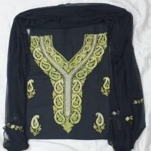 3-Piece Ruby Cotton Suit with Kashmiri Hand Ari Work #5