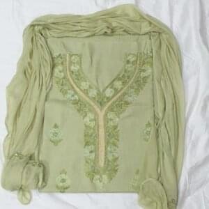 3-Piece Ruby Cotton Suit with Kashmiri Hand Ari Work #12