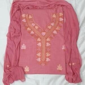 3-Piece Ruby Cotton Suit with Kashmiri Hand Ari Work #3