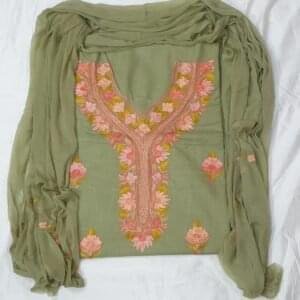 3-Piece Ruby Cotton Suit with Kashmiri Hand Ari Work #14