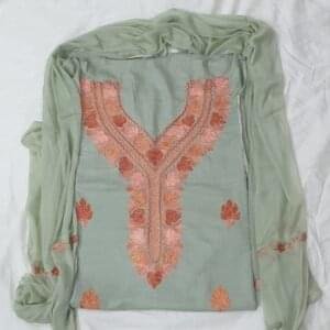 3-Piece Ruby Cotton Suit with Kashmiri Hand Ari Work #4