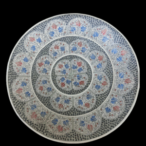 Paper Mache Wall Plate Silver Chinar Design 15 inches
