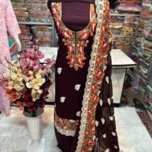 Elegant Kashmiri AriWork 3-Piece Unstitched Suit 