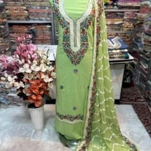 Elegant Kashmiri AriWork 3-Piece Unstitched Suit  #2