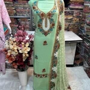Elegant Kashmiri AriWork 3-Piece Unstitched Suit  #20