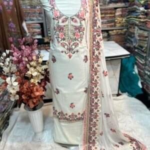 Elegant Kashmiri AriWork 3-Piece Unstitched Suit  #8