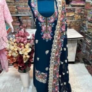 Elegant Kashmiri AriWork 3-Piece Unstitched Suit  #12