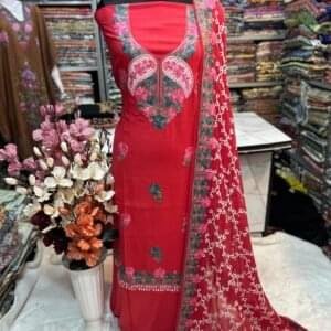 Elegant Kashmiri AriWork 3-Piece Unstitched Suit  #9