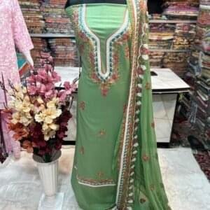 Elegant Kashmiri AriWork 3-Piece Unstitched Suit  #6