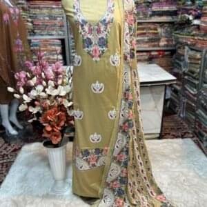 Elegant Kashmiri AriWork 3-Piece Unstitched Suit  #18