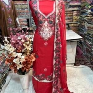 Elegant Kashmiri AriWork 3-Piece Unstitched Suit  #25