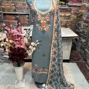 Elegant Kashmiri AriWork 3-Piece Unstitched Suit  #10