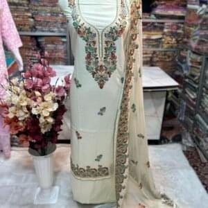 Elegant Kashmiri AriWork 3-Piece Unstitched Suit  #3