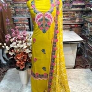 Elegant Kashmiri AriWork 3-Piece Unstitched Suit  #24