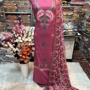 Elegant Kashmiri AriWork 3-Piece Unstitched Suit  #21