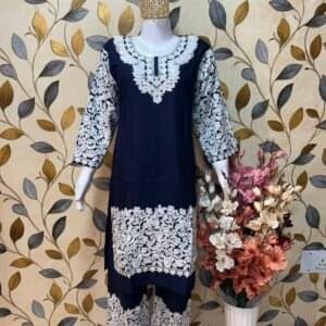 Ari Work Rayon-Cotton Cord Sets with Embroidered Trousers #4