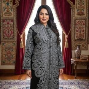 Pure Woolen Long Coat with full Kashmiri Ari Embroidery