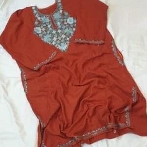 Beautiful Aari Work Pheran in Cashmilon Rose Colour