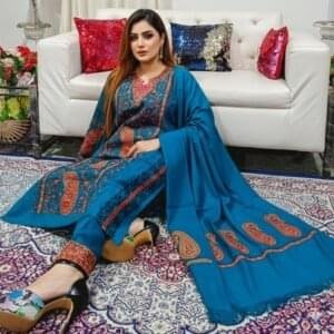 Heavy Cashmilon Phiran Set (3-Piece) with Machine Sozni Work