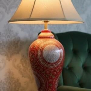 Kashmir Floral Papier Mache Bedside Lamp with Shade