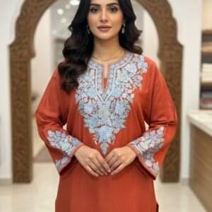 Kashmiri Ariwork Embroidered Pheran – Super Cashmilon Wool